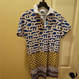 Burberry Blue and Brown Checkered Polo